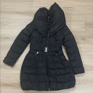 Laundry By Shelli Segal Black Puffer Coat with Belt